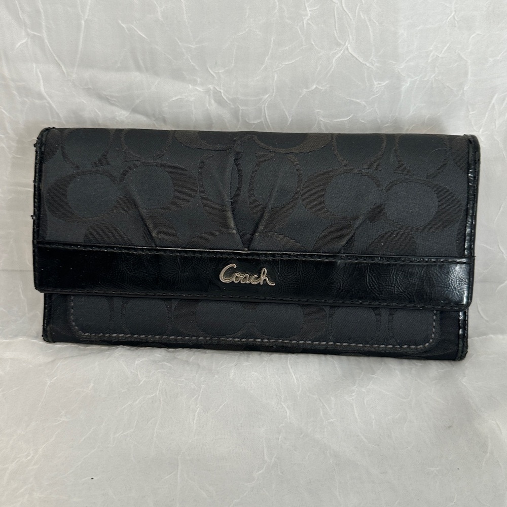 Coach Ashley Black signature C Jacquard with Leather Trim
